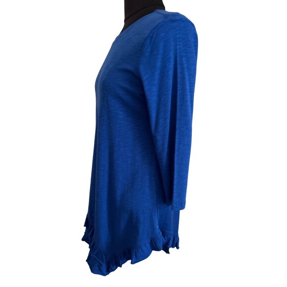 Westbound Womens Asymmetrical Ruffled Hem Top - Blue Size Small - Picture 2 of 6